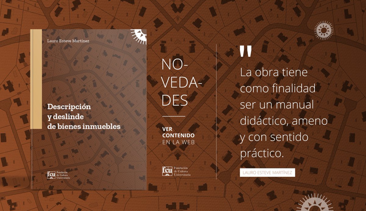 «Descripción y deslinde de bienes inmuebles»
Autor: Lauro Esteve Martínez

¡Ya disponible! 📚

¡Encontralo en nuestra web FCU.EDU.UY! 🌐
Y en nuestras librerías:
📍Ciudad Vieja
📍Hall Udelar
📍CENUR Salto