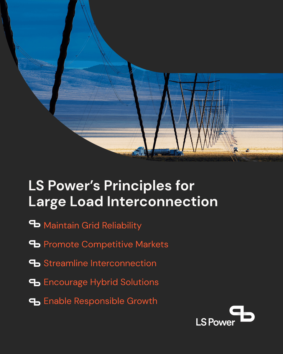 LSPowerGroup's tweet image. LS Power submitted comments to @FERC on large load interconnection rules.
 
Our priorities: reliable grids, competitive markets, and responsible growth to meet rising demand.
 
View our full response: elibrary.ferc.gov/eLibrary/filel… 
 
#FERC #EnergyPolicy #GridReliability #Transmission