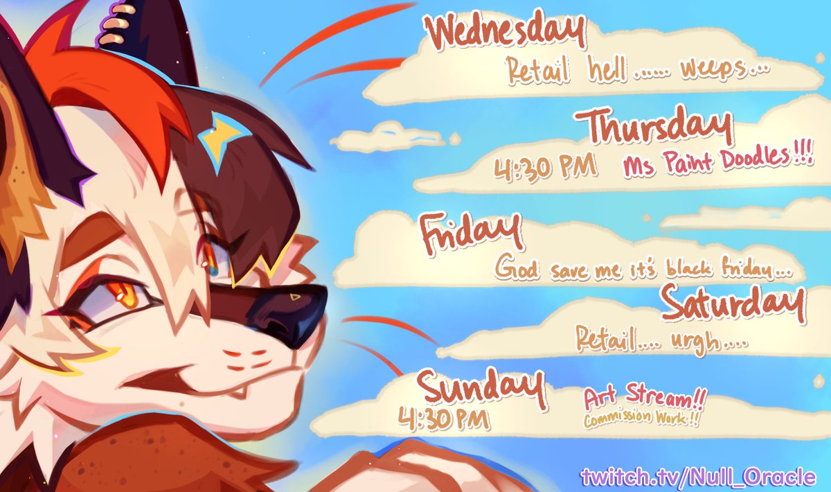 Null__Oracle's tweet image. ⛅🔁 Stream forecast for this week....

#NullyWoofs