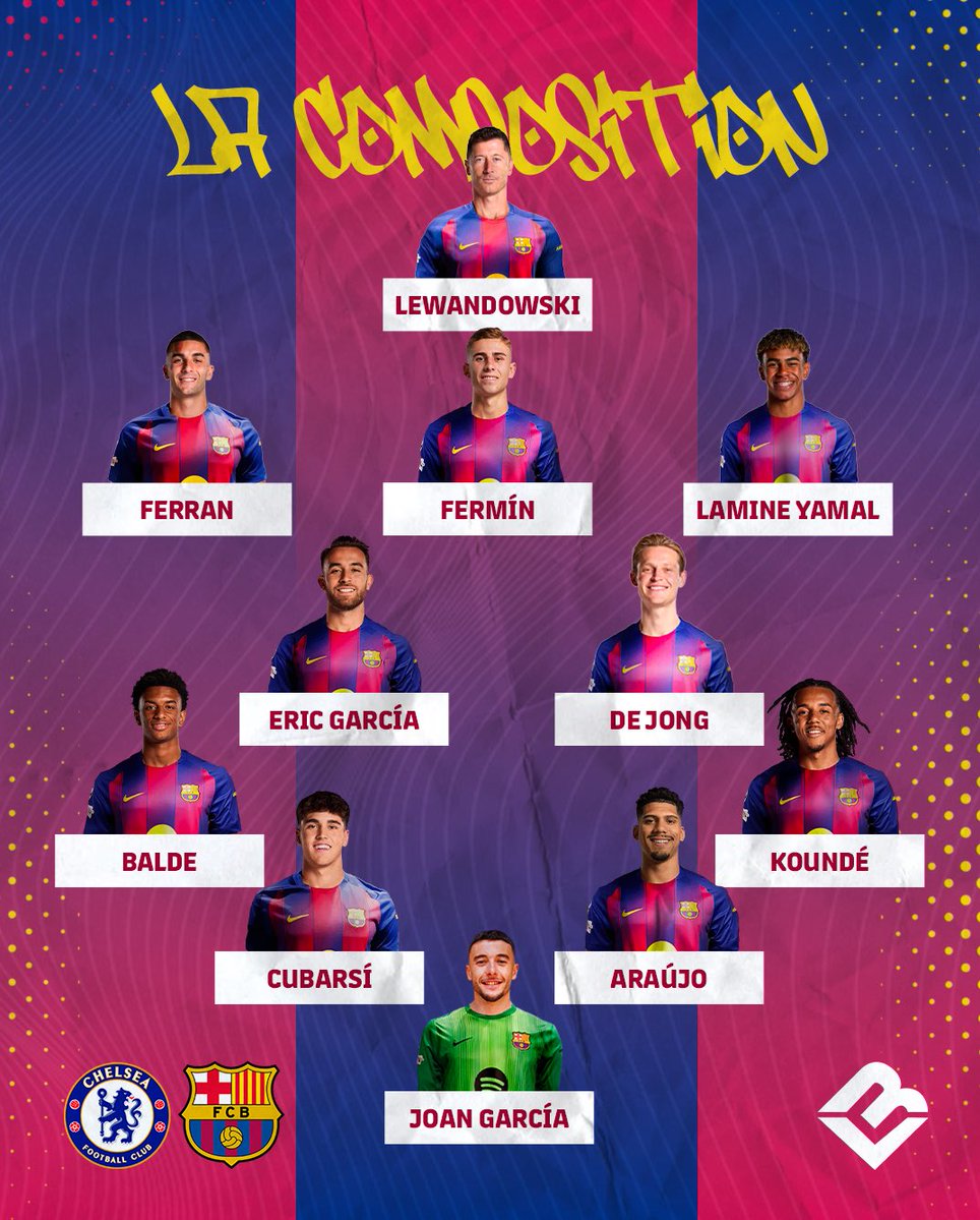 VisionBlaugrana's tweet image. 𝗟𝗔 𝗖𝗢𝗠𝗣𝗢𝗦𝗜𝗧𝗜𝗢𝗡 ! 💙❤️ 

Le XI pour ce choc contre Chelsea !

Vos avis ?
