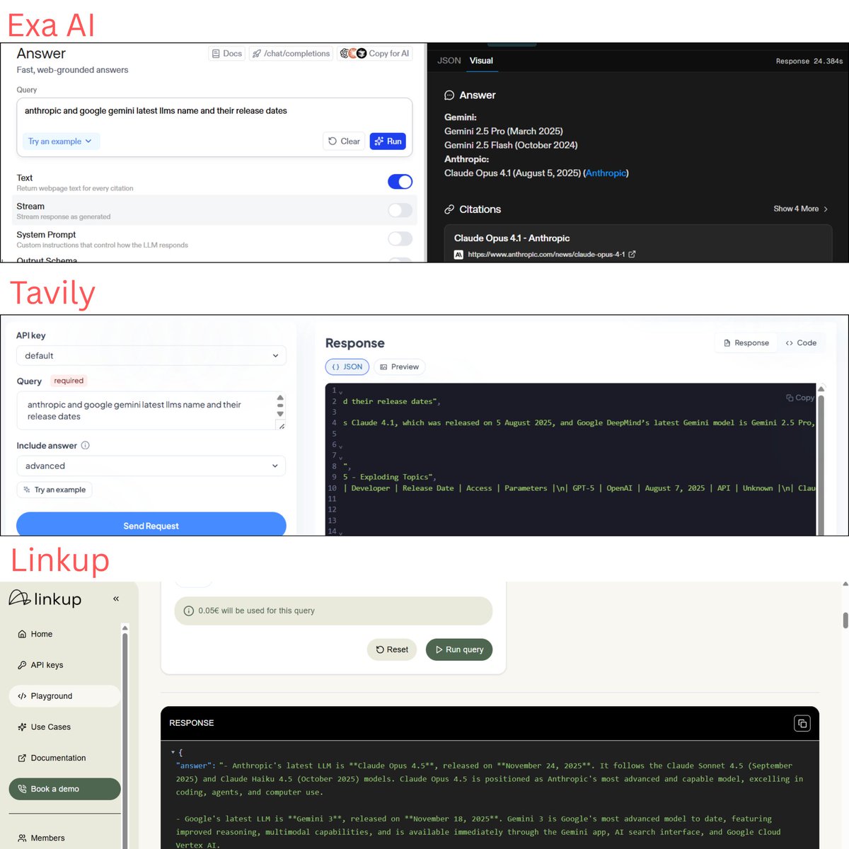 mushaf_mughal's tweet image. I spent almost my entire day testing different SERP tools for an agent I’m building. The whole point of the agent is to pull accurate, fresh info from the internet, so I tried the usual big names. 
@ExaAILabs 
 says it’s “search built for AI,” 
@tavilyai 
 promises to connect…