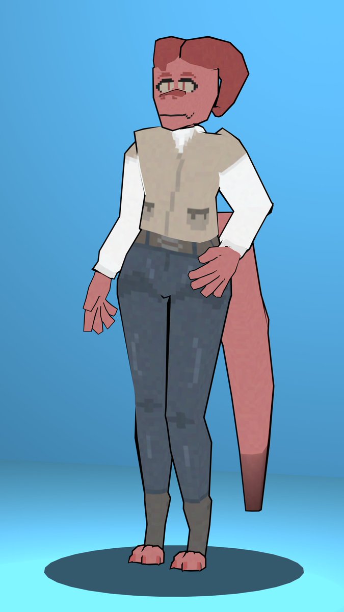 Syntaxd007's tweet image. Finished Michael the Barista 2.0, now with PSX vertex snaping #PSX #lowpoly #blender #3dart #furryartist