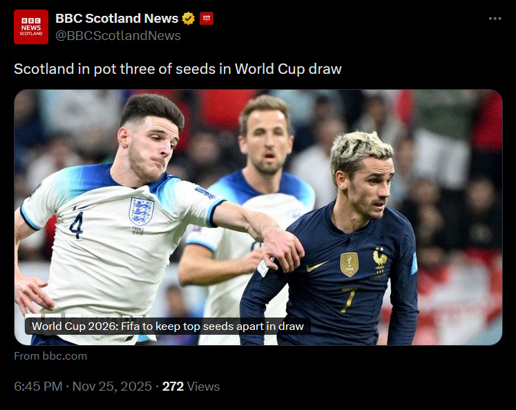JohnnyDundee's tweet image. The BBC in Scotland there apparently unable to find a picture of a Scotland player, so just settling for a picture of England &amp;amp; France players instead. 
Classic BBC in Scotland trolling Scotland. Again.