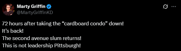 Thoughts and prayers for Marty, who saw a man and some cardboard boxes. He is definitely the worst-off person in this situation.