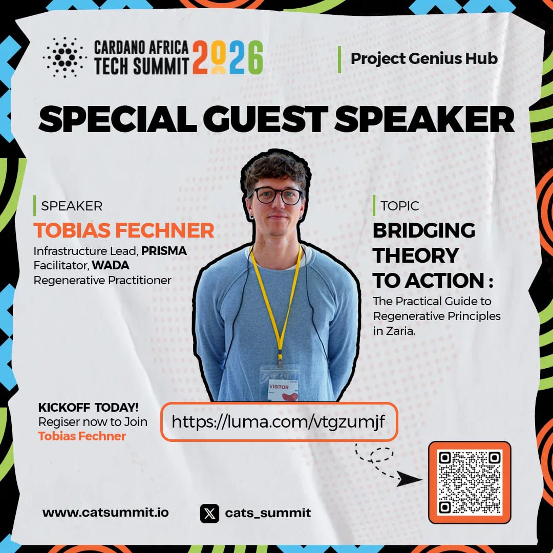 _ProjectGENIUS's tweet image. In a little over an hour, Our Cardano Africa Tech Summit (CATS)
 Hackathon,Zaria Hub,@cats_summit kicks off, and we’re not just talking ideas , we’re talking solutions rooted in community, shaped by its needs, and designed to uplift the people around Us.

By 8:30 PM,…