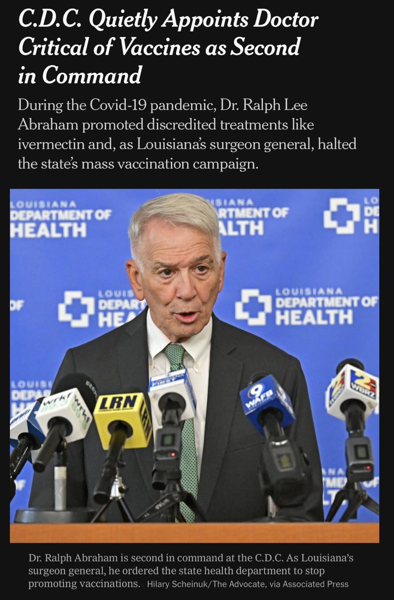 Dr. Ralph Lee Abraham promoted discredited treatments like ivermectin and, as Louisiana’s surgeon general, halted the state’s vaccination campaign. He’s just been quietly promoted to second in command at the CDC.
