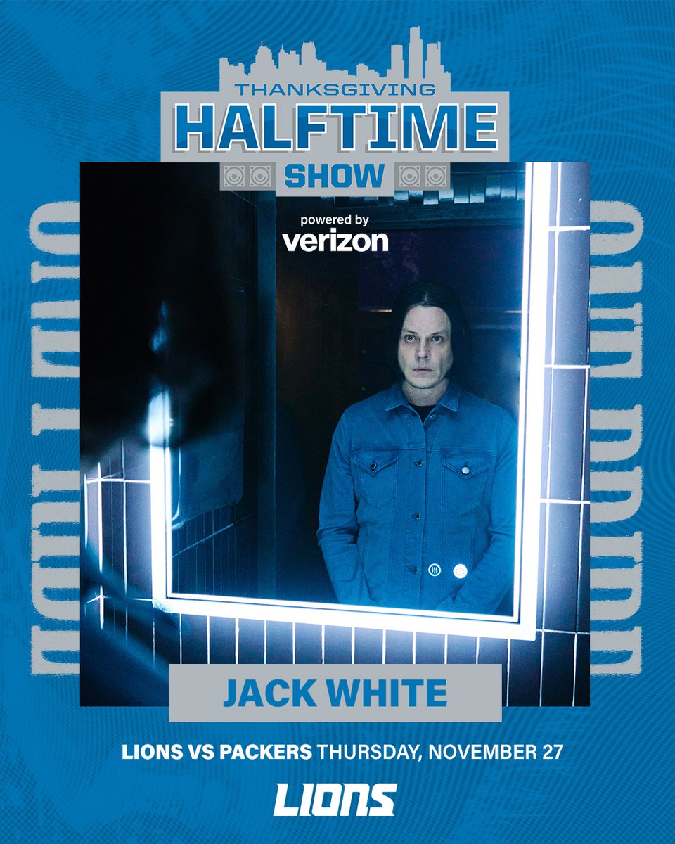 Two days until Detroit native Jack White takes the stage at the @Lions Thanksgiving Halftime Show powered by @Verizon 🔥 