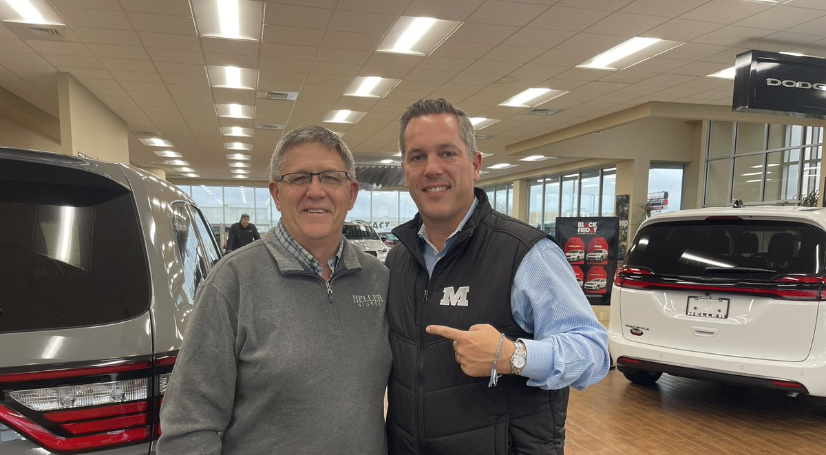 RiebockBilly's tweet image. Great stop in BIG BLUE Country Pontiac,IL to meet and talk all things about the Millikin Football Brotherhood with Millikin Football alum Marty Heller at Heller Motors! Grateful for the support and the shared passion for what we’re building.
Go BLUE!