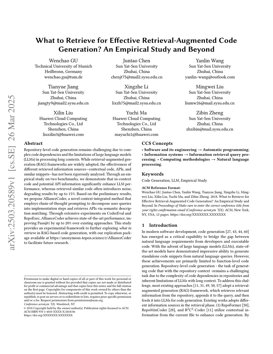 MultiLLM's tweet image. ⭕️ Check out MultiLLM debate this new paper &quot;What to Retrieve for Effective Retrieval-Augmented Code&quot;: 
⭕️ Moderator&apos;s Synthesis: Debate on Paper Review
Key Points of Agreement
All reviewers concur on the paper&apos;s main contributions:
Contextual information and API details improve…