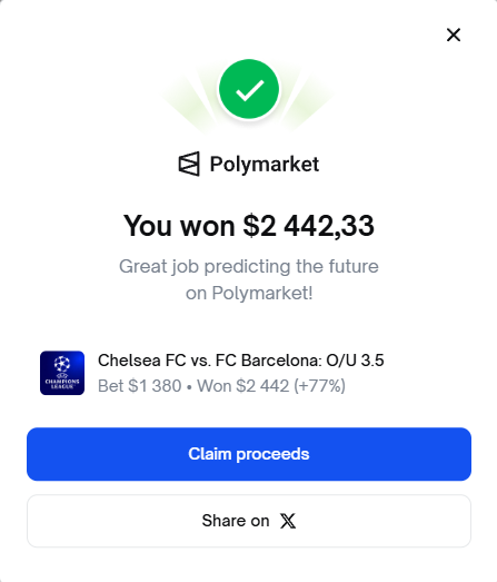 Bad game for <a href="/FCBarcelona/">FC Barcelona</a> 

Thanks <a href="/Polymarket/">Polymarket</a>