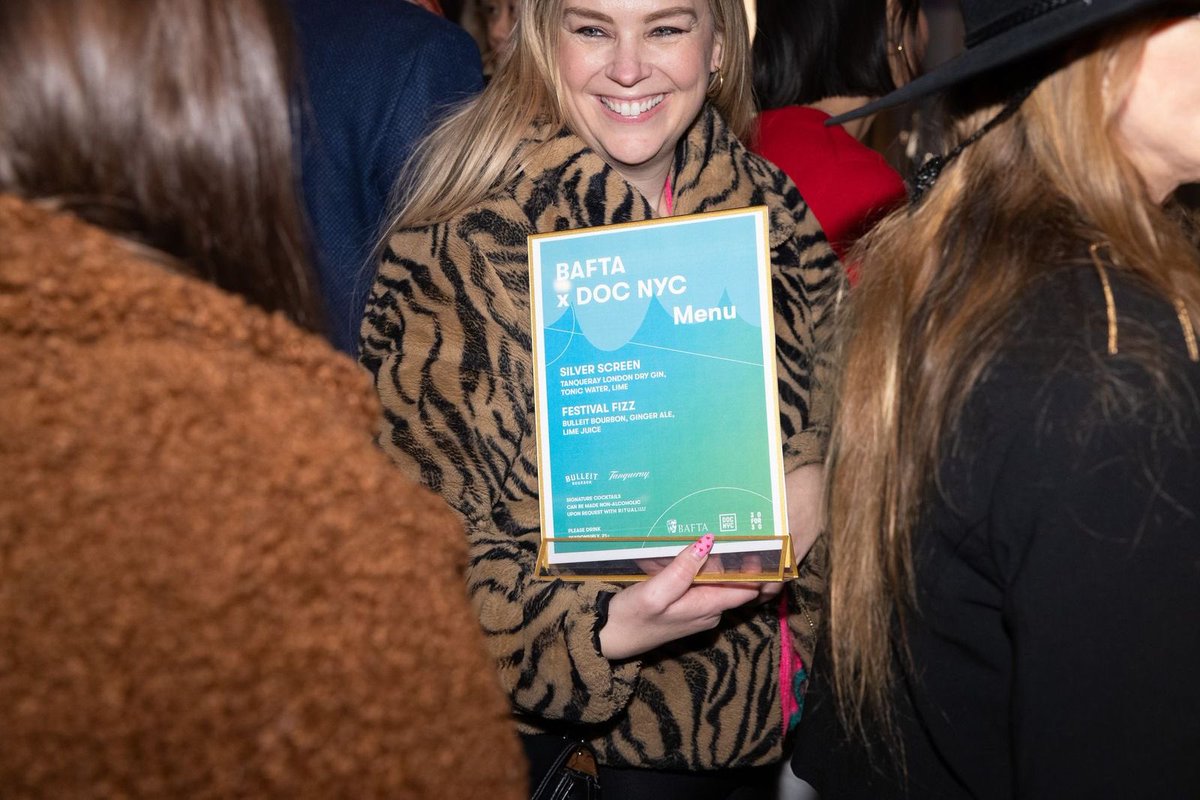 DOCNYCfest's tweet image. Grateful to our partners at @BAFTA New York for joining us in hosting a lovely cocktail reception during this year’s festival. Swipe through to explore a few highlights from this lovely event.