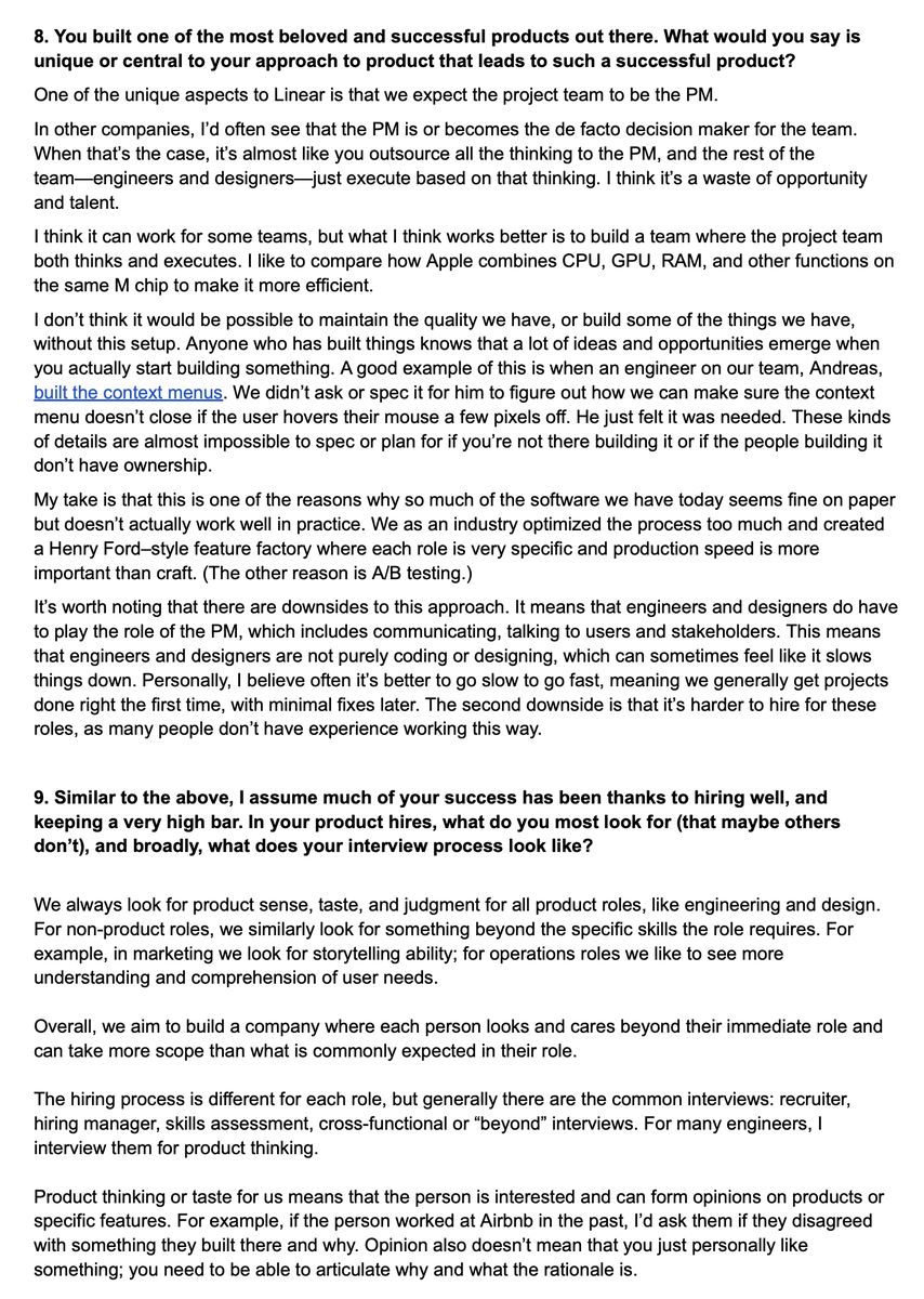 karrisaarinen's tweet image. The way we&apos;ve been building @linear since 2019. 

Don&apos;t create the Henry Ford style assembly line of software, but have craftsmen with blended roles.