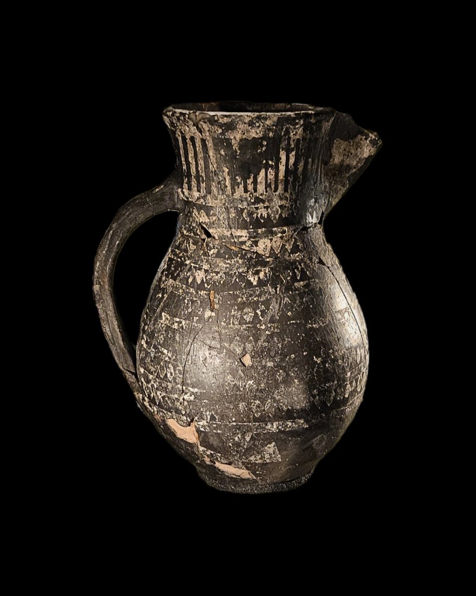 Tatinger ware jug from Birka grave Bj 854

Tatinger vessels were decorated with tin foil geometric patterns. Imported into Scandinavia from the Carolingian region, they would have been signifiers of high status in contexts such as feasting and burial.

My 📷 Ref. <a href="/historiskamuse/">Historiska museet</a>