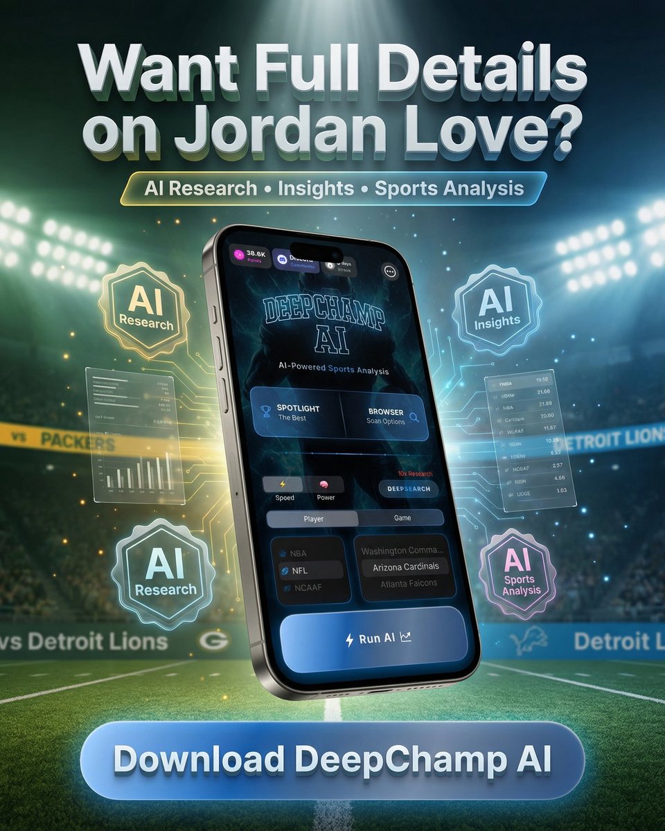 deepchampai's tweet image. 🏈 Jordan Love NFL Spotlight
Jordan Love is putting on a show for NFL against Detroit Lions.
Jared Goff has commanded the Lions&apos; offense this season, unleashing an incredible 2769 passing yards and 23 touchdowns, demonstratin…
Full slides…
#NFL #DeepChampAI #JordanLove #GB #DET