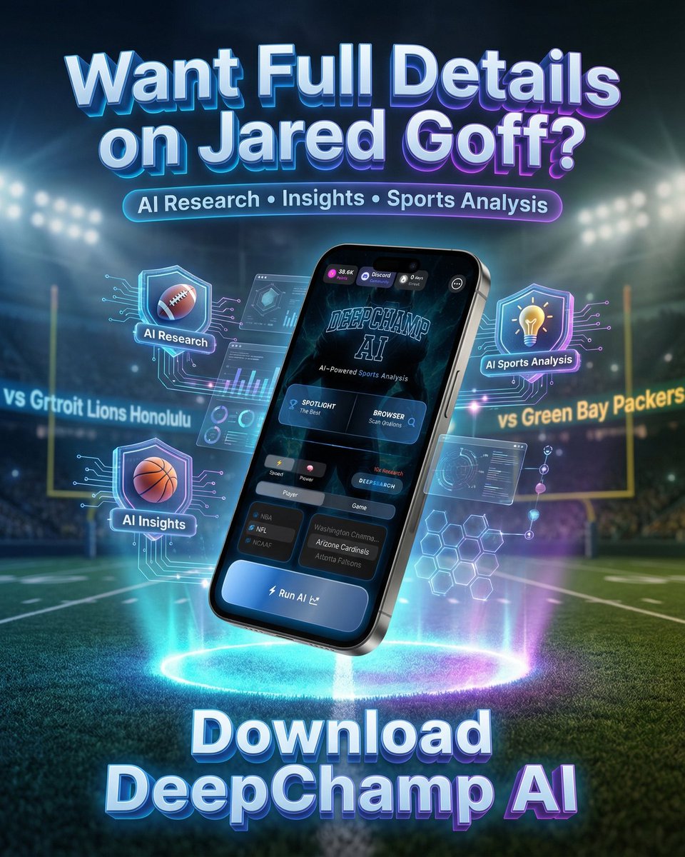 deepchampai's tweet image. 🏈 Jared Goff NFL Spotlight
Jared Goff is putting on a show for NFL against Green Bay Packers.
Jared Goff has commanded the Lions&apos; offense this season, unleashing an incredible 2769 passing yards and 23 touchdowns, demonstratin…
Full slides…
#NFL #DeepChampAI #JaredGoff #DET…