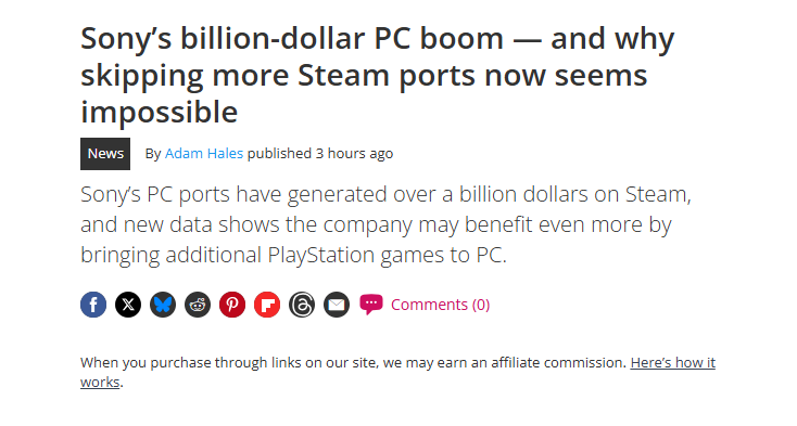 Releasing Sony Games on PC is like printing money 🔥