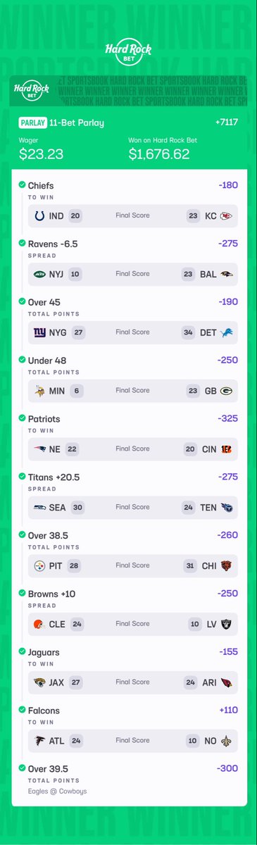 T- DAY FOOTBALL! 🏈 

As promised we are going to be doing a giveaway after every big hit… 

2 winners $50 cash + a <a href="/GamblyAI/">Gambly</a> bundle (merch + sub). Winners Picked Thursday at 12:00. 

Like or RT this tweet to be entered. 

Now for the 🦃 day lay- +11000 on 15 legs

🔗 👇