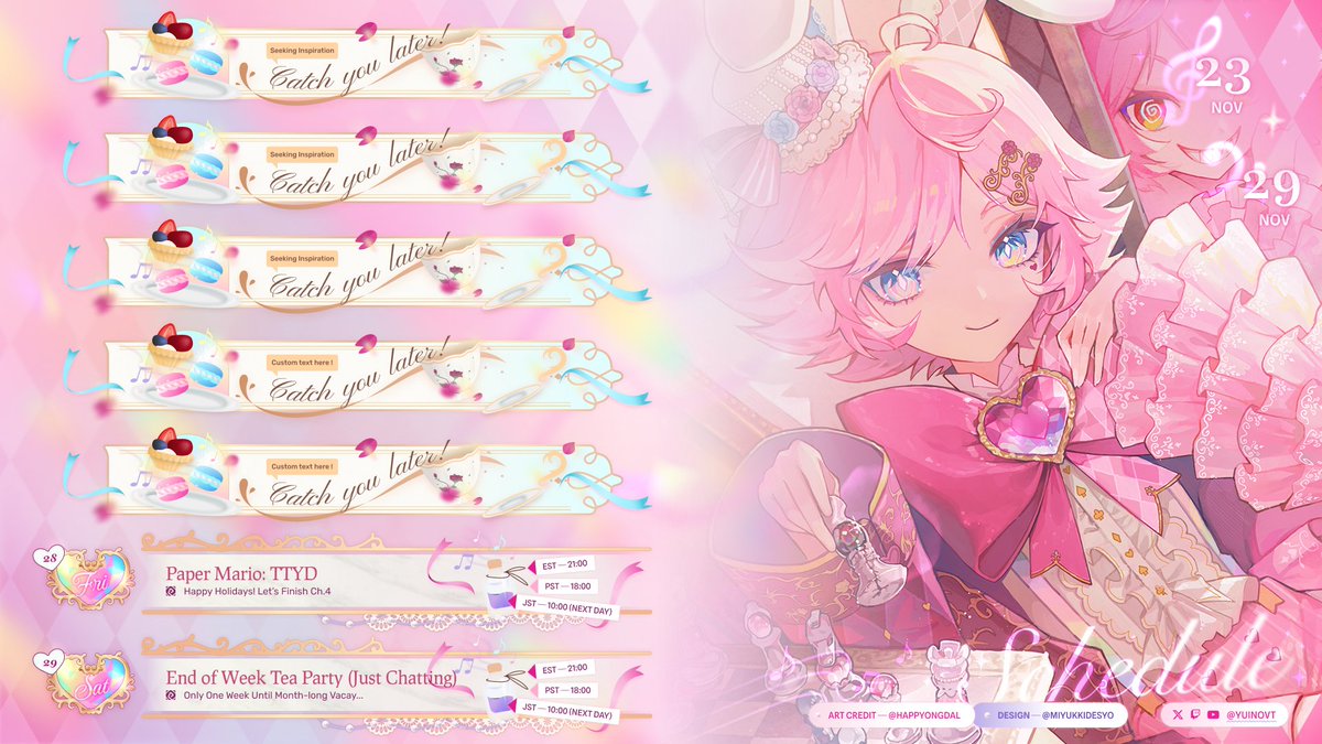 YuinoVT's tweet image. woah... I actually posted a schedule on time for once... 
I&apos;m quite preoccupied this week, but I&apos;ll see you guys on Fri/Sat 🩷