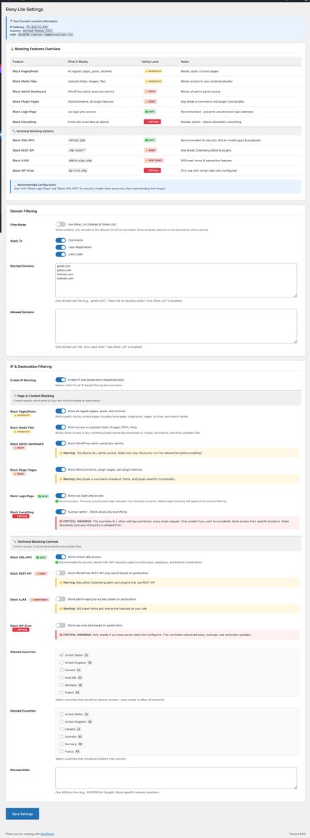 Anyone using Wordpress getting slammed by garbage international traffic? I'm testing a beta version of our new Ðeny Lite Wordpress Plugin to help block the crap traffic. Want lifetime Free copy? DM I'll send you a copy just report back your experience.