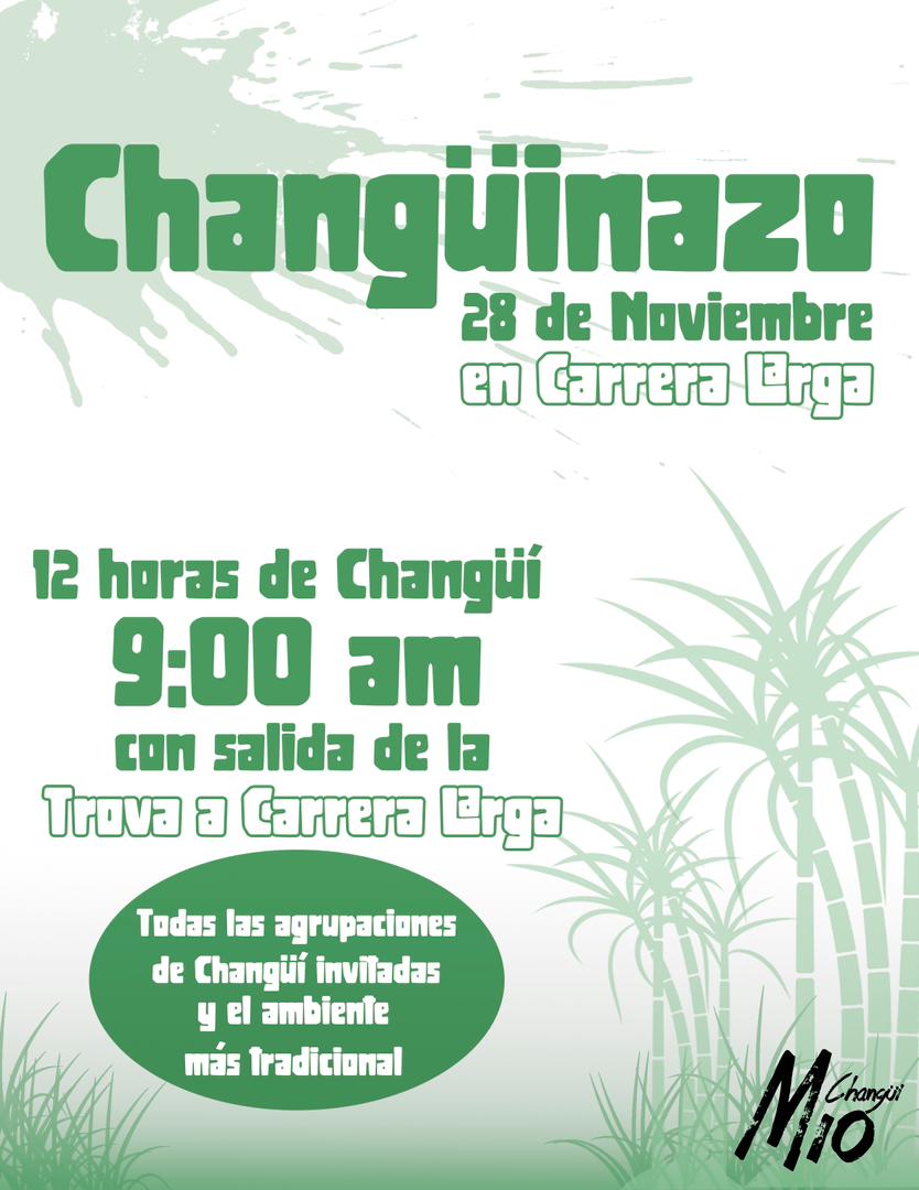 El Changüinazo returns to Carrera Larga, a town in the municipality of  El Salvador. In a traditional atmosphere, music, dance, and culture will  be presented for twelve uninterrupted hours radioguantanamo.icrt.cu/english/the-ch…