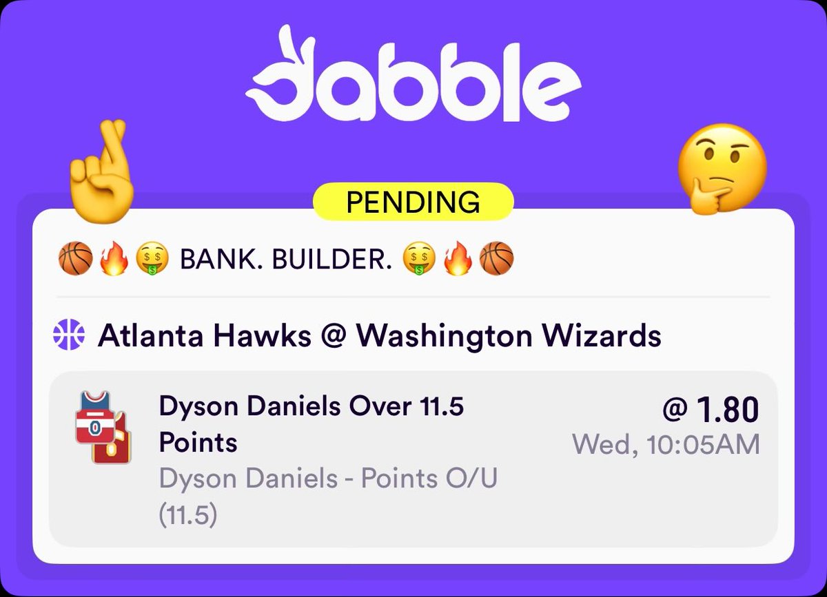 ClarkinBets's tweet image. Dyson Daniels O11.5+ Points 

Daniels has a great matchup vs the Wizards, who are bad in transition. Teams have been leaving him open as well, and hopefully he can knock down some shots #nba #dysondaniels #dabble #nbapropbets 
Copy on dabble👇👇
click.dabble.com.au/gnUM/6uzjvxaf