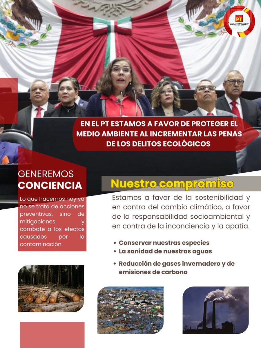 Estamos cumpliendo nuestro compromiso con el pueblo de 🇲🇽 para garantizar el derecho humano a un medio ambiente sano, al incrementar las sanciones a quienes cometan delitos ambientales.