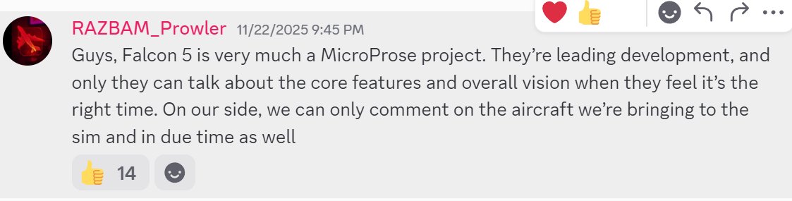 Clarification from RAZBAM in regards to Falcon 5: