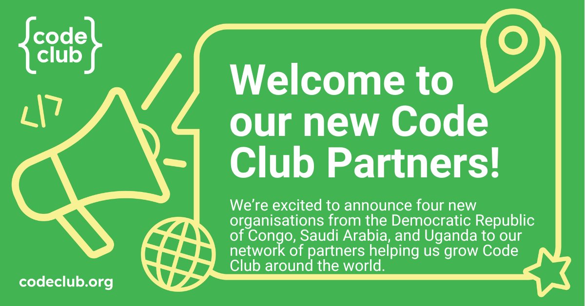 CodeClub's tweet image. Welcome to our new Code Club partners Beni Futur, Rotary Club of Kinoni, HokTech Co and 4DOT.sa 😄

Want to find out more? Head to our website codeclub.org/en/partner-wit…