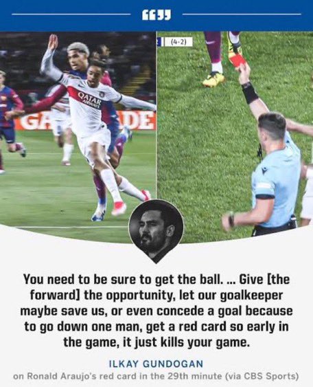 You were right <a href="/IlkayGuendogan/">Ilkay Gündogan</a> 

 #AraujoOut