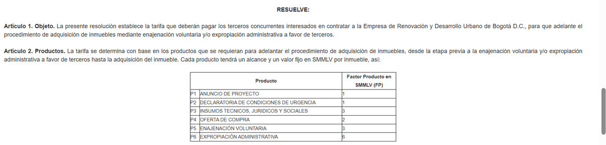 Privatización de la expropiación a favor de negocios inmobiliarios en  la alcaldía de <a href="/CarlosFGalan/">Carlos F. Galán</a> : Tabla de tarifas para privados interesados en  que Renobo expropie a su favor por vía administrativa, con reducción del valor a pagar a los expropiados alcaldiabogota.gov.co/sisjur/normas/…