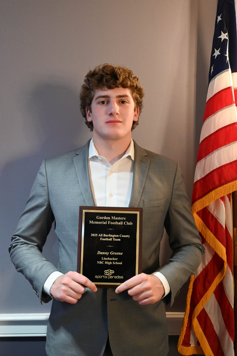 The Gordon Masters Memorial Burlington County Football Club congratulates Danny Greene, Linebacker, Northern Burlington High School as a 2025 All-County Athlete! #AllCountyAthlete #NorthernBurlingtonHighSchool #DannyGreene