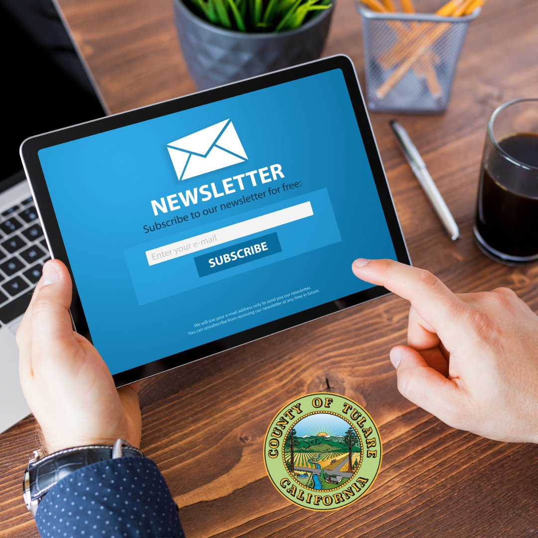 The Tulare County August newsletter comes out Thursday!
Sign up now to get Supervisor updates, the latest job listings, meet the pet of the month, and more.
Subscribe for free now: ow.ly/jLye50Watk1

#TulareCounty #newsletter