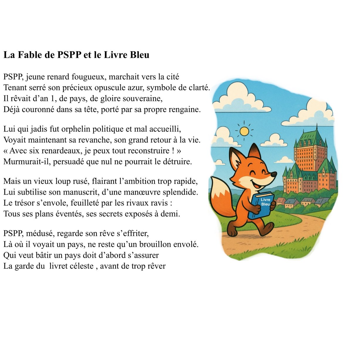 Takebakicitte's tweet image. Au pays de Molière, le petit monde tire la langue et achète son pain en rabais. PSPP leur offre un pays clef en main où les miches pousseraient gratis comme des fruits défendus. Un rêve des six appelés, qui emballe les émotifs… pour une troisième fois. #pspp