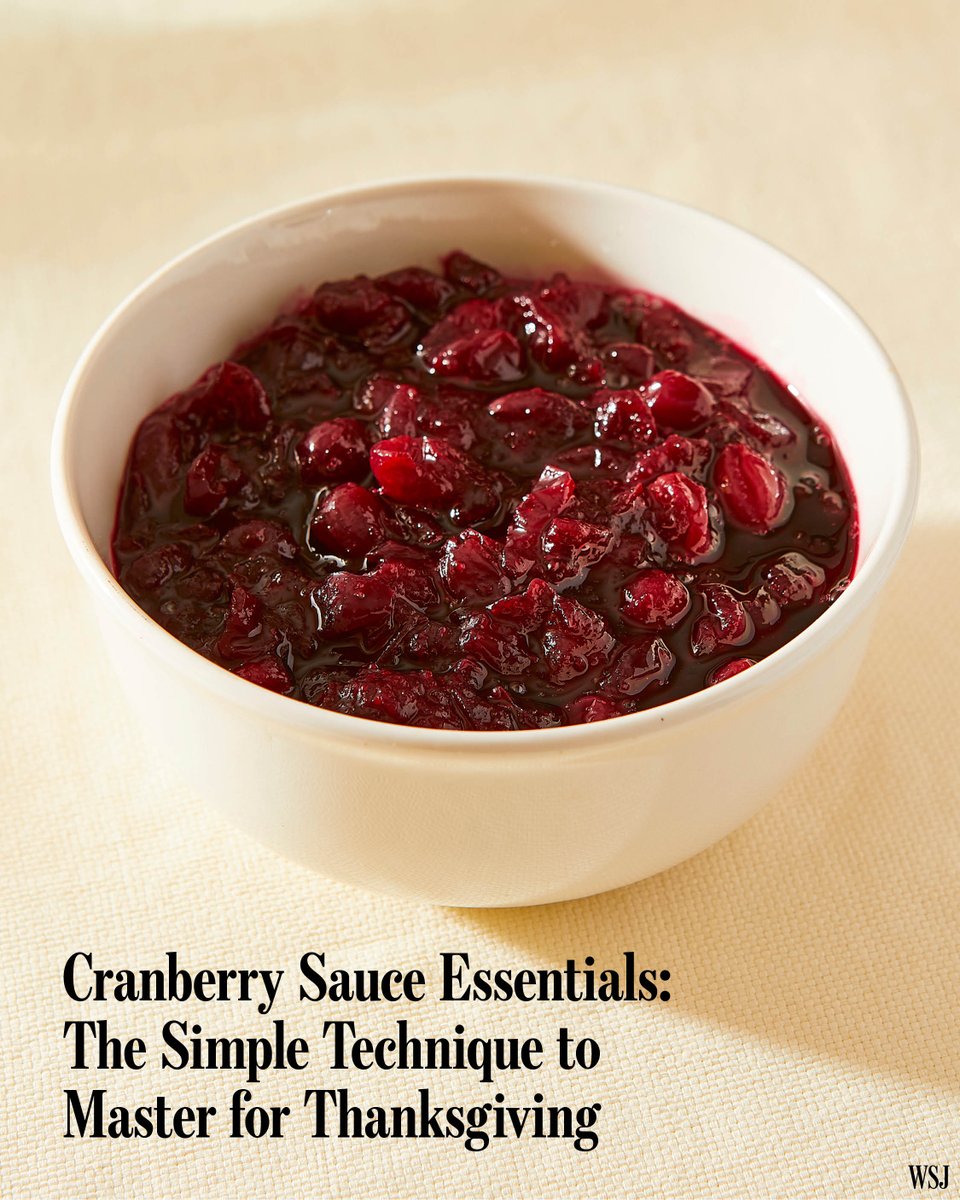 WSJ's tweet image. This cranberry sauce technique is so easy, you can hardly call it a recipe. Keep it classic or garnish adventurously. 

🔗: on.wsj.com/3K7duKz
