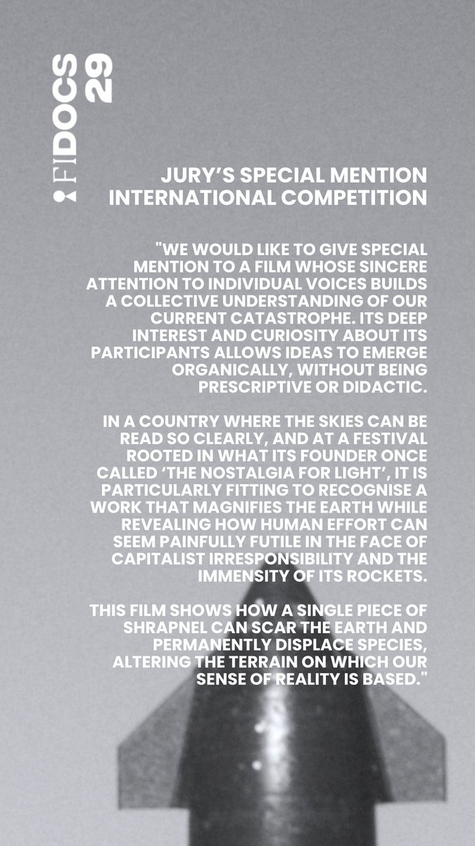 ShiftBaselines's tweet photo. 🚀 Shifting Baselines just received a 𝐉𝐮𝐫𝐲'𝐬 𝐒𝐩𝐞𝐜𝐢𝐚𝐥 𝐌𝐞𝐧𝐭𝐢𝐨𝐧 in the International Competition at @fidocs https://t.co/HPaCvZNwPG