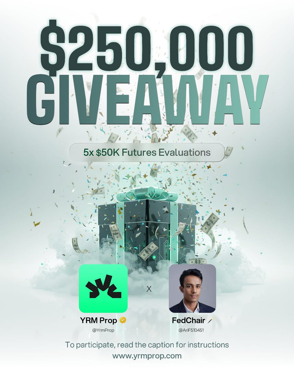🔵GIVEAWAY TIME🎁

🚨 5×$50K Account With <a href="/YrmProp/">YRM Prop</a>

🔷Must follow
• <a href="/FedChairPro/">FedChair 🪄</a> || <a href="/YrmProp/">YRM Prop</a>
• <a href="/Slim_Oraro/">O R A R O 🧠 📊</a> | <a href="/ForexTvOfficial/">Forex Tv</a>
° <a href="/jekzcharlez/">𝐉𝐞𝐤𝐰𝐮.🤏1/222</a>
🔷 Like and Repost this tweet
🔷 Tag 3 Friend
🔷 Join Discord- discord.gg/yrmprop
🔷Register- yrmprop.com/ref/FedChair/
 Use Code- FED
