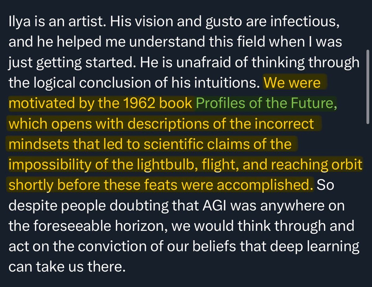 blakeir's tweet image. This book is a pretty important part of OpenAI lore.

Greg Brockman’s post on Ilya in 2024.