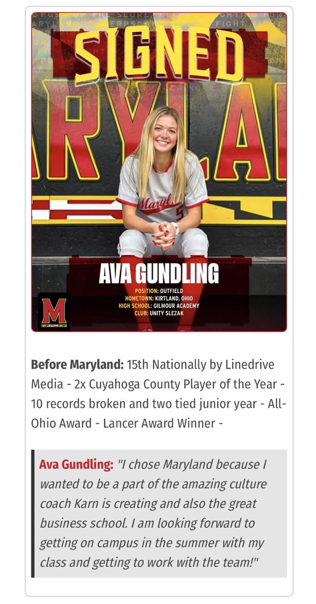 Top notch player &amp; person. <a href="/TerpsSoftball/">Maryland Softball</a> is lucky to have her. 

<a href="/GALancerAD/">Gilmour Athletics</a> <a href="/GilmourSoftball/">GA Softball</a> <a href="/CoachSeanOToole/">Sean O'Toole</a>