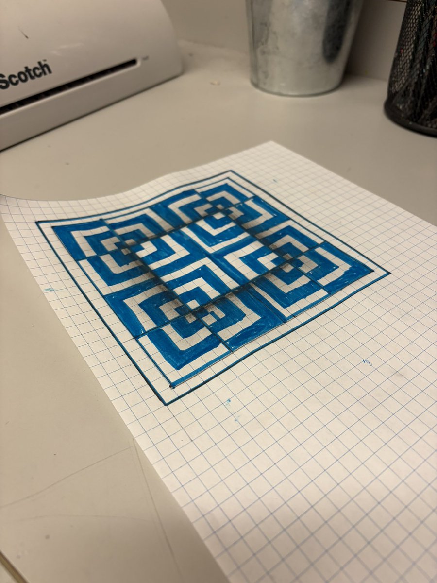 MrTsClassroom's tweet image. So impressed with the results our latest art project. The “grid illusion” is a great way to talk about symmetry, volume and shading, and even has ties to our work on perimeter and area. Love that floating centre square! #tvdsb #opticalillusion