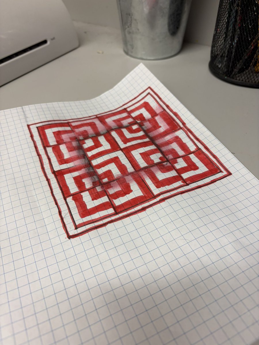 MrTsClassroom's tweet image. So impressed with the results our latest art project. The “grid illusion” is a great way to talk about symmetry, volume and shading, and even has ties to our work on perimeter and area. Love that floating centre square! #tvdsb #opticalillusion