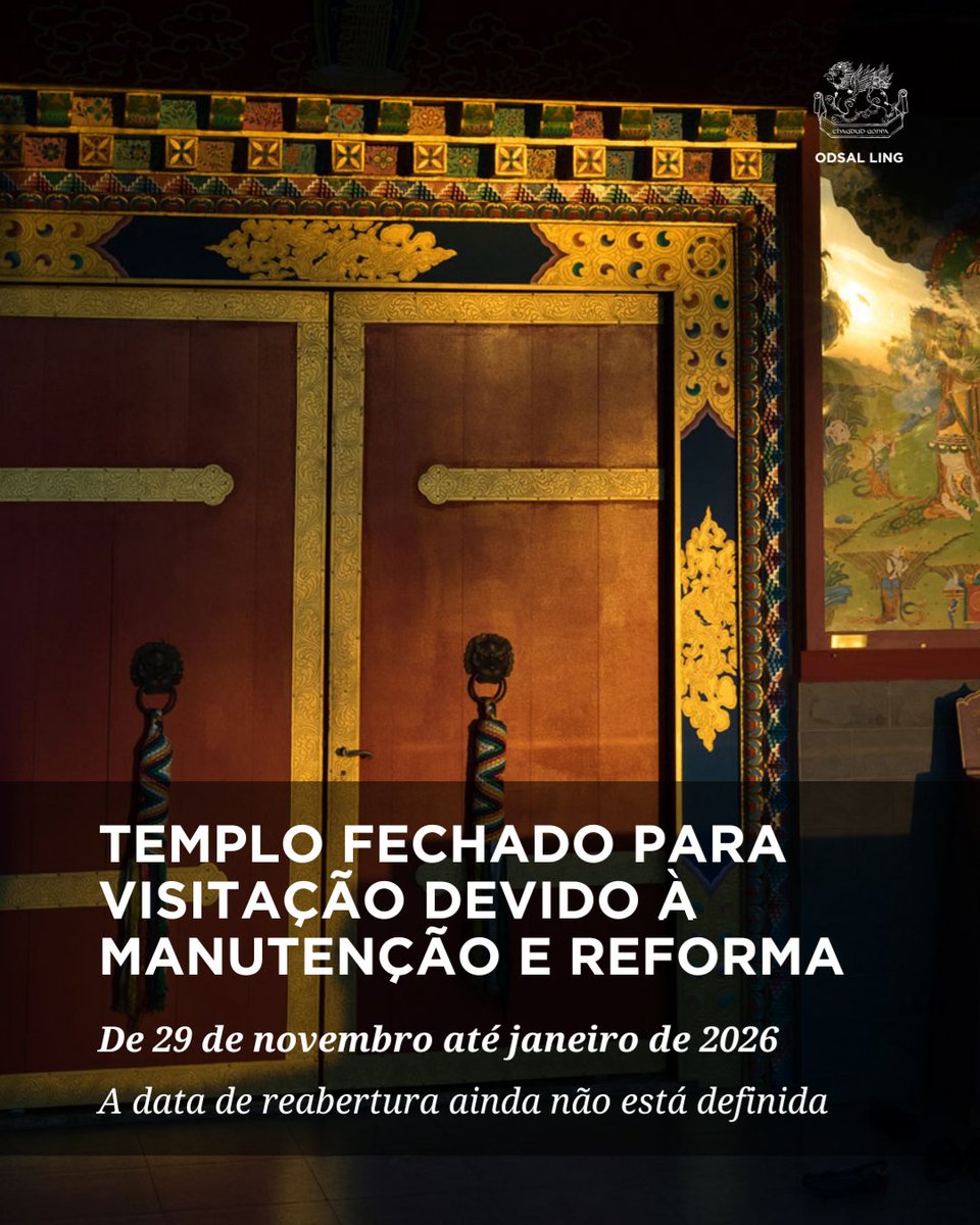 odsalling's tweet image. Neste final de ano o Templo passará por algumas manutenções e reformas. Por isto, reabriremos somente no início de 2026, em dia a definir.

Agradecemos a compreensão de todos e esperamos vê-los no próximo ano!