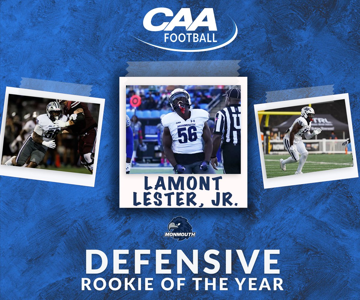 🏈 #CAAFB Defensive Rookie of the Year

Lamont Lester, Jr. contributed 37 tackles, a team-high 11.5 tackles for loss and 9.5 sacks for <a href="/MUHawksFB/">Monmouth Football</a> 

📰 tinyurl.com/4vefd7h6