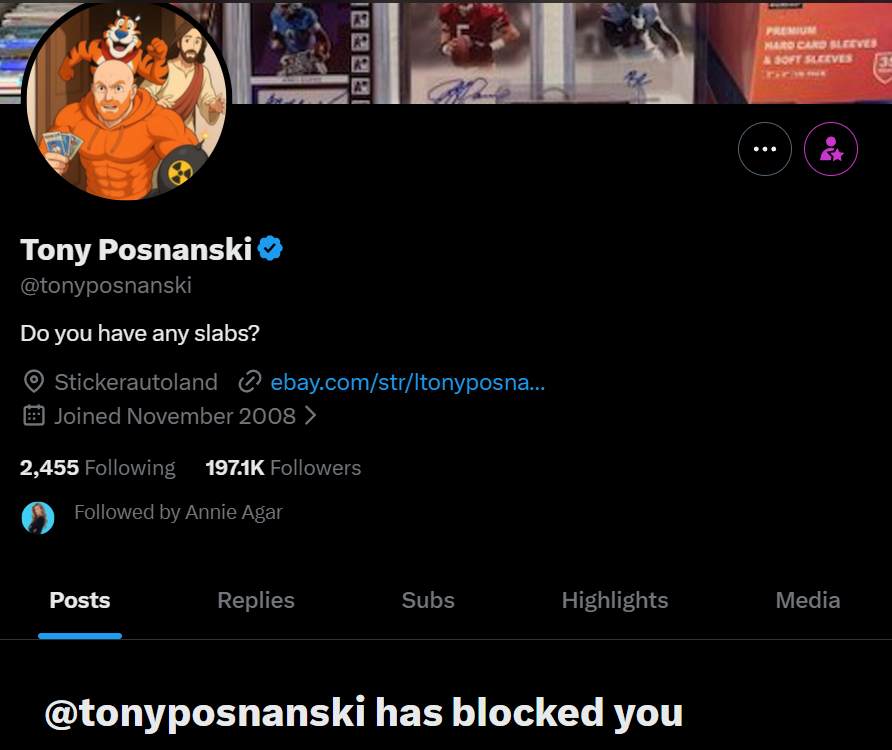 Oh, no! I've been blocked by a pussy! <a href="/tonyposnanski/">Tony Posnanski</a>