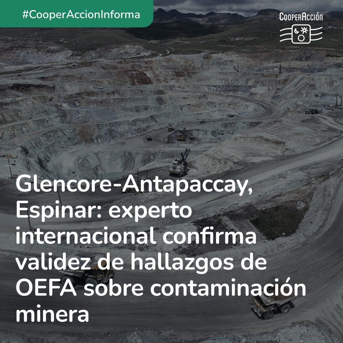 🔴#CooperAccionInforma
Una revisión independiente de los informes de OEFA sobre la causalidad de la contaminación de las aguas superficiales y subterráneas en las proximidades de Minera Glencore-Antapaccay en Espinar, por parte de un científico de la renombrada Universidad ETH de