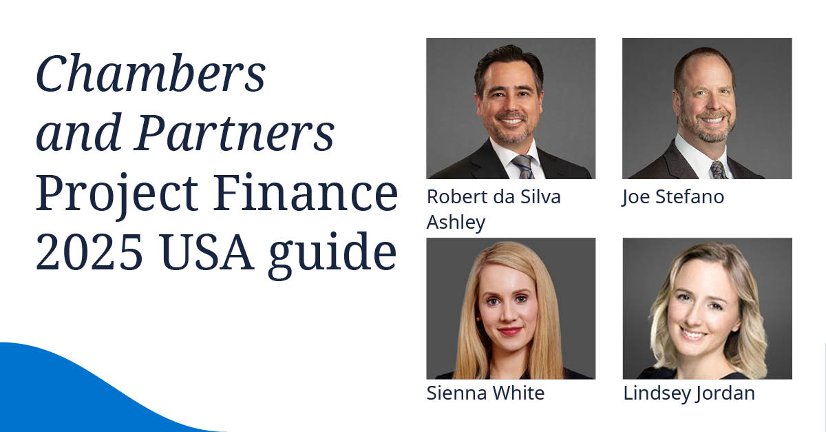 DLA_Piper's tweet image. Robert da Silva Ashley, Joe Stefano, Sienna White, and Lindsey Jordan contributed to the @ChambersGuides Project Finance 2025 USA guide, &quot;Trends and Developments.&quot;
 
Read it here: spr.ly/60127oqO8

#ProjectFinance #EnerbgyDemand #OBBBA #RenewableEnergy