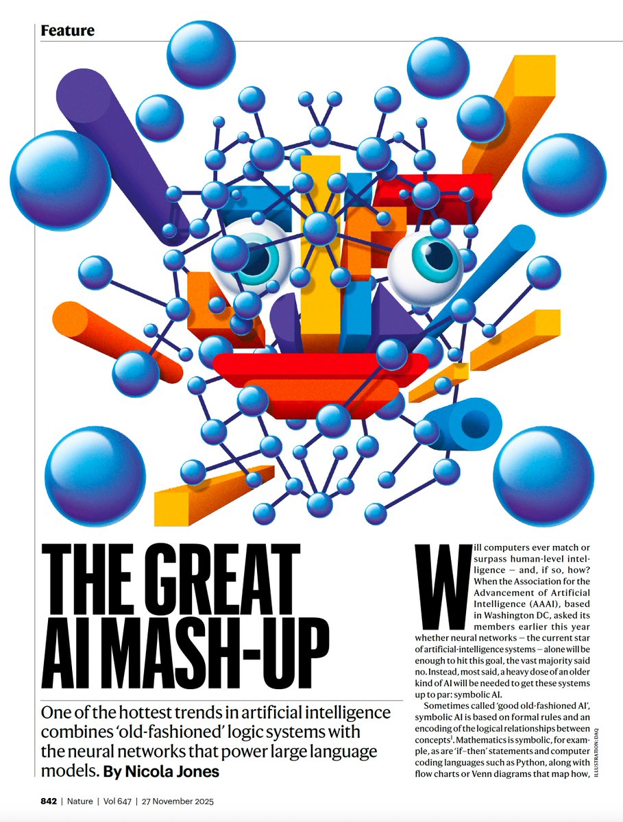 EricTopol's tweet image. &quot;&apos;Neurosymbolic A.I.&quot; has become the hottest buzzword
in town.&apos; Whether this mash-up with LLMs will propel the field forward is controversial @nature 
nature.com/articles/d4158…