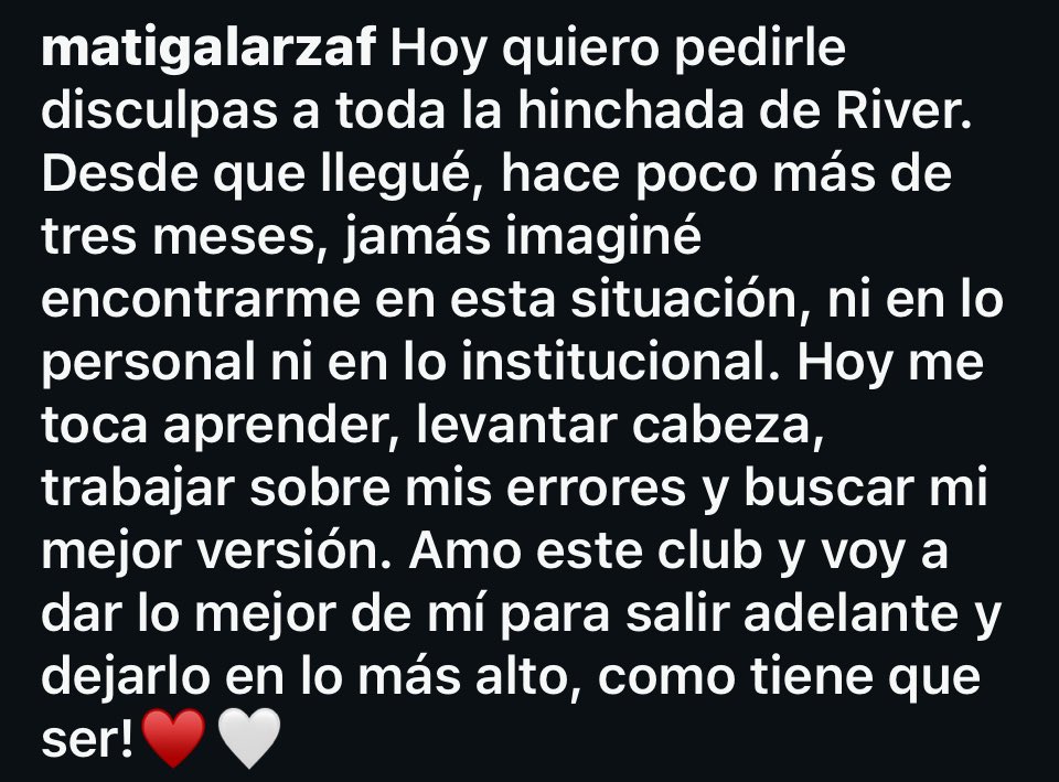 maxpugliese92's tweet image. ✍🏻 El pedido de disculpas de Galarza Fonda a los hinchas de #River