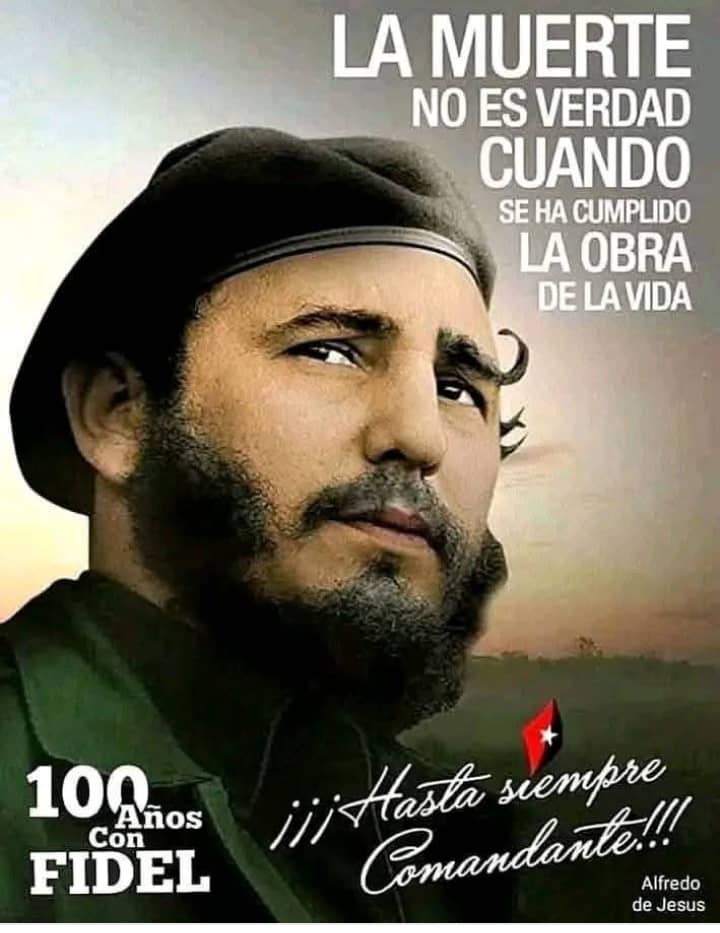 Comandante Fidel Castro Ruz,eres y seras  la persona que con tu sabiduria nos empezó a guiar por el buen camino, tu apoyo incondicional fortaleció a los cubanos. GRACIAS por darnos una Revolución Grande.
<a href="/Cuba_CTC/">Central de Trabajadores de Cuba</a>