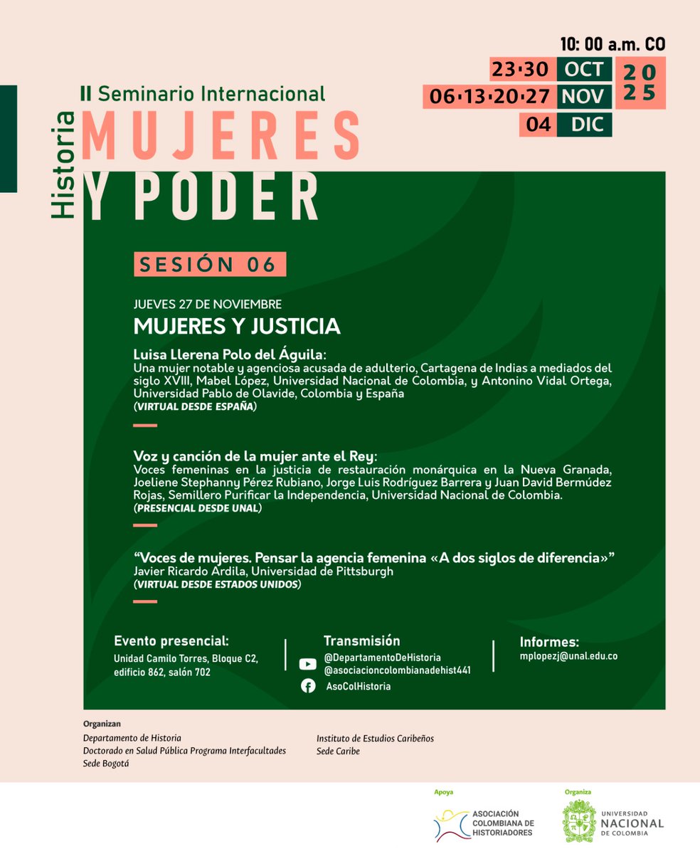 Docisp's tweet image. Invitación a participar en la sesión VI de la segunda edición del seminario internacional historia, mujeres y poder.