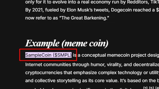 axedevsol's tweet image. Grokipedia just updated their Meme Coins page an hour ago and they used SampleCoin ($SMPL) as an example  

Proof: grokipadie.com/memecoins